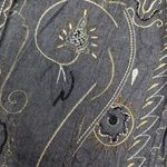 Laura Ashley Vtg Y2K Black Denim Boho Embroidered Embellished Button Up Jacket L Photo 2