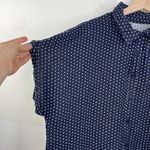 Dot Print Casual Top Batwing Sleeve Front Button Closure Cotton Blend size 2X Blue Photo 3