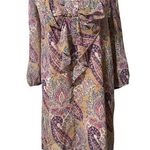 Umgee  small womens paisley boho lined shift dress elastic 3/4 sleeve bow front Photo 0