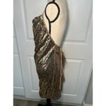 ASOS NWT Sequin Cowl Neck Slip Mini Dress Gold Party Strappy Open Back Size 12 Photo 2