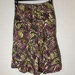 Charter Club  100%‎ Linen Purple and Green A-Line Skirt Size 6 Petite side zip Photo 1
