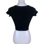 StyleAddict Black Ribbed Button Front Crop Top Y2K Baby Tee Trendy Fitted S Photo 1