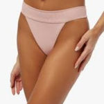We Wore What Cheeky High Leg Bikini Bottom in Solid Baby Pink Medium New Womens Photo 0