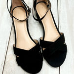 Kelly & Katie  Roseta Black Cross Strap Sandals Classic Square Heel Vacation Shoe Photo 0