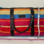 Pineda Covalin Mexico Aztec Multicolor Stripes Canvas Duffle Weekender Bag Photo 12