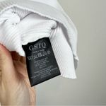 GSTQ White Ribbed Sleeveless Cutout Knit Stretch Top Size XS White Photo 10