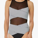 Anne cole  Women's Mesh'n Possible Mesh Cut-Out High-Neck One-Piece Swimsuit 10 Photo 0