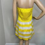 Yellow Striped Textured Strapless Mini Dress Size L Photo 2