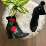Steve Madden EDITION BLACK SUEDE RED ROSE ANKLE HEEL BOOTIES Photo 16