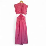 Karlie  Poplin Knot Cut-Out Maxi Dress. Size: Large. Color: Hot Pink. Photo 3