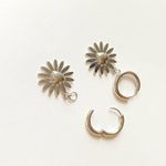 Handmade stainless steel sun heart flower boho retro vintage style 2WAY hoop earrings☀️ Photo 4