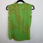 Rachel Zoe  Neon Green gold orange paisley tie neck loose fit top Size XS Photo 3