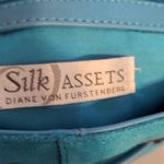 Diane Von Furstenberg  DVF Blue Vibrant Silk Assets! Leather Suede Photo 3