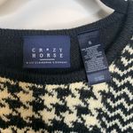 CRAZY HORSE  Black Cream Herringbone Sweater Patchwork Sz Small Photo 6