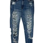 American Eagle Jeans Womens 0 Mom Jean Destroyed Distressed Mid Rise Skinny Blue Photo 0