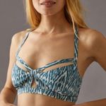 Anthropologie Pilcro Printed Surf Bra Top in Ikat Blue/White Photo 0