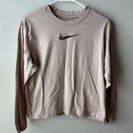 Nike Long Sleeve Tee in Beige with Leopard Swoosh Photo 0