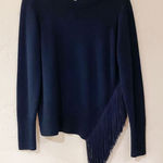 Milly Wool Fringe Sweater in Navy Blue Medium Photo 0