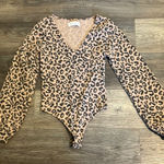 Abercrombie & Fitch Soft A & F Cozy Leopard Print Long Sleeved Bodysuit Small Photo 0