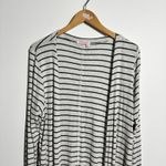 Fresh Produce  Open Front Cardigan Sweater Women L Gray Blue Nautical Stripe USA Photo 2