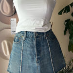 Levi's Recrafted Icon Medium Wash Exposed Seam Denim Mini Skirt Women’s SIZE 29 Photo 0