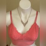 Adrienne Vittadini  Pink  Lace Bralette Adjustable straps & removal pads Sz M Photo 2