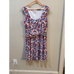 Ralph Lauren Lauren Womens Jersey Printed Fit & Flare Dress Blue Size 12 Photo 3