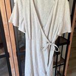 Show Me Your Mumu linen wrap dress beige vneck short sleeve sandy tie front bow Photo 0
