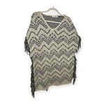 Cato Black and Cream Chevron Poncho Photo 1