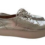 Franco Sarto  Silver Oxford Sneakers Gold Wingtip Lace Up Almond Toe Academia 8 Photo 0