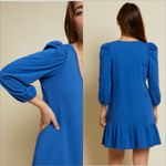 Nation Ltd  Danika Flounce Dress Size Medium Workman Blue Cotton Photo 2