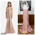 Elegant New Dessy Collection Cynthia & Sahar Stretch Satin Gown! Pink Size L Photo 1