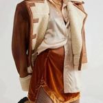 Free People NEW  Annalise Velvet Mini Skirt Gold Burnt Orange Sz 2 Photo 2