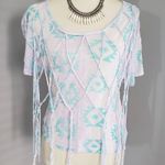 Kirra Aztec Print with Netted Accent Boho Top Small Photo 0