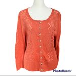 Peruvian Connection  pointele Women’s orange cardigan size XL Pima Cotton - Photo 11