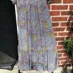 Paani Boho Metallic Abstract Print Tiered Maxi Flowy Dress Photo 7