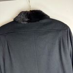 Vtg ALORNA 100% Wool Long Fur Collar Jacket Overcoat Black Size L Photo 9