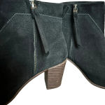 Toms  Lunata pieced suede black boot block heel women's side zip up ankle bootie Photo 8