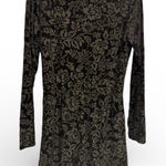 Saylor Anthropologie black floral burnout velvet long-sleeve faux-wrap romper M Photo 0