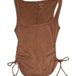 Pilcro Anthropologie brown ruched side tie tank top women’s size XXS Photo 0