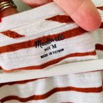 Madewell  Stripped V-Neck Tee Shirt White/Orange Sz Medium Photo 3