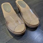 NINA Z New York Clear PVC Wood Heel Clogs Slides Mule Sandals EU 39 (US 9) Tan Photo 1
