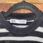 ZARA  Wool Blend Black White Striped Crew Neck Knit Sweater Women's Size Small Photo 2
