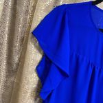 Faith and joy  royal blue flutter sleeve chiffon blouse, size S, oversized Photo 2