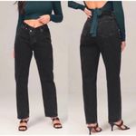 Abercrombie & Fitch A&F “The dad high rise” asymmetric criss cross waistband washed black grey gray Photo 1