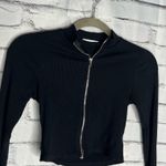 Timing Black Ribbed Zip-Up Long Sleeve Top Sz S Streetwear Fitted Y2K Layering Photo 2