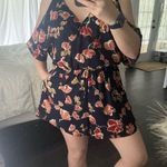 ASTR The Label Navy Floral Cold Shoulder Romper Photo 2
