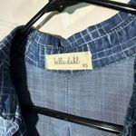 Bella Dahl  Denim Plaid Button Down Shirt Tail Blouse Tunic‎ Split Back Tencel XS Photo 1