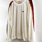 Aviator Nation Crewneck Stripe Velvet Velour Pullover Sweatshirt White Large Photo 7