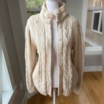 Vintage 70s 80s LeRoy Knitwear Ivory Cream Cable Knit Cardigan W Pockets M Photo 10